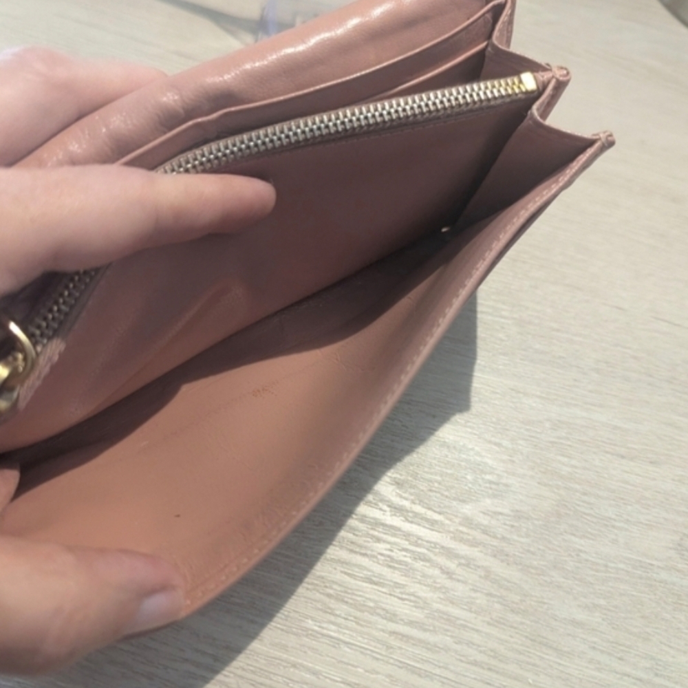 COA Prada Madras Woven Leather Continental Wallet in Blush Pink - Picture 13 of 16